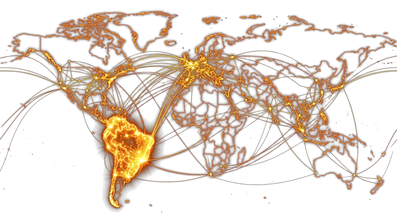 World Map Connecting Latin America